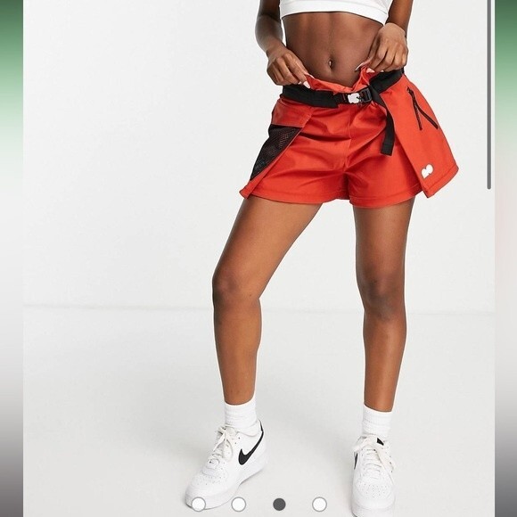 NWT Nike Tennis Shorts Naomi Osaka Utility Belted Orange Nylon Spandex Mesh L - Picture 10 of 16